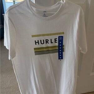 Men’s NWT SIze Medium Hurley White Tee with Black Logo